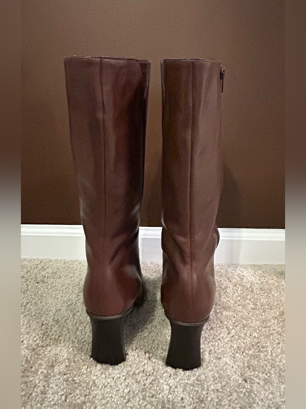 Hocus Pocus Brown Knee HIgh Square Toe Block Heel Boots NEW Size 8-1/2 M - Picture 3 of 10